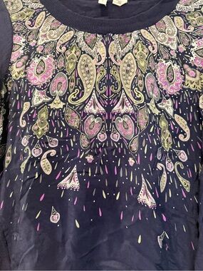 Moth/ Anthropologie Women’s Navy Long-Sleeve Paisley Print Top